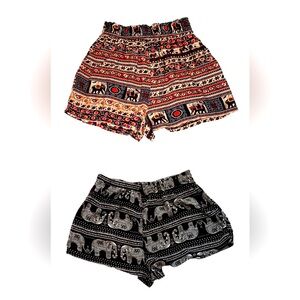 Bundle of 2 pairs of Boho shorts elephant motif size medium